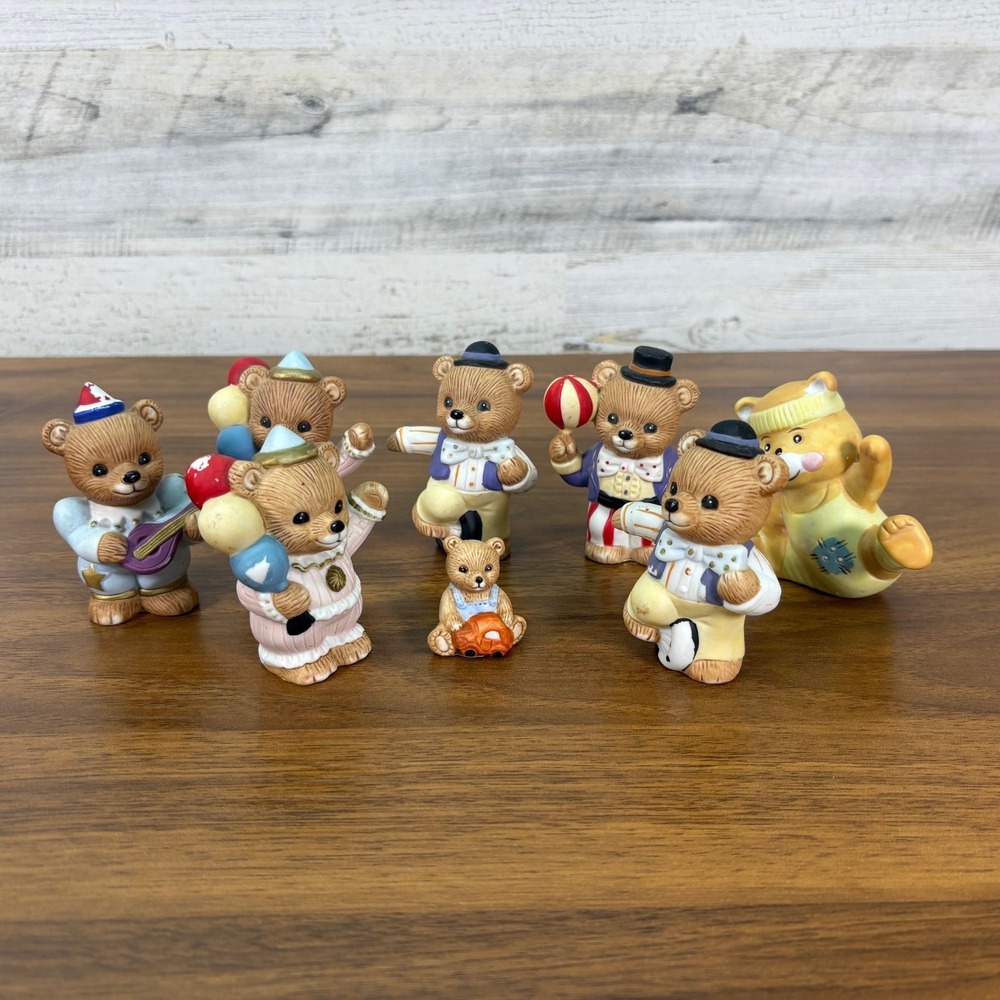 Vintage Homco Circus Bears Porcelain Playtime Bears #1449 Lot of 8‎ 1980's